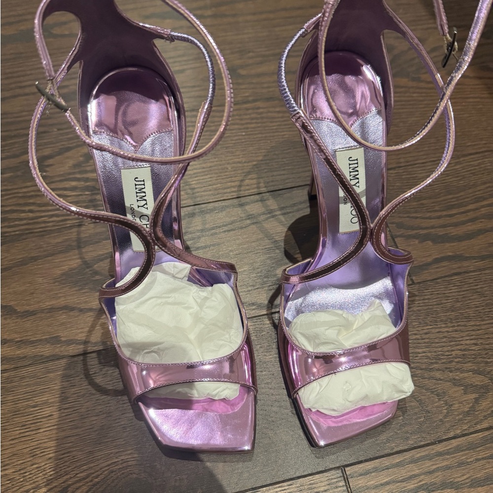 Jimmy Choo Iridescent Pink Strappy Heels